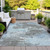 9' X 12' Taupe And Sky Blue Abstract Washable Indoor Outdoor Area Rug