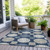9' X 12' Navy Blue And Ivory Geometric Washable Indoor Outdoor Area Rug