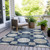 9' X 12' Navy Blue And Ivory Geometric Washable Indoor Outdoor Area Rug Transitional Style - Navy Blue, Ivory Color