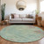8' Pale Aqua And Taupe Round Abstract Washable Indoor Outdoor Area Rug