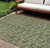10' X 14' Olive Green Artichoke Green And Ivory Floral Washable Indoor Outdoor Area Rug