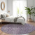 8' Purple Lilac And Lavender Round Floral Washable Indoor Outdoor Area Rug