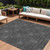10' X 14' Gray And Charcoal Floral Washable Indoor Outdoor Area Rug