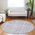 8' Lavender And Silver Round Medallion Washable Indoor Outdoor Area Rug