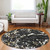 8' Black Ivory And Brown Round Striped Washable Indoor Outdoor Area Rug