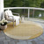 8' Gold And Beige Round Geometric Washable Indoor Outdoor Area Rug Transitional Style - Gold, Beige Color