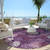 8' Eggplant Lavender And Ivory Round Polka Dot Washable Indoor Outdoor Area Rug