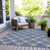10' X 14' Navy Blue Gray And Ivory Geometric Washable Indoor Outdoor Area Rug