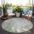 8' Green And Ivory Round Abstract Washable Indoor Outdoor Area Rug Transitional Style - Green, Ivory Color