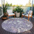 8' Lavender And Ivory Round Abstract Washable Indoor Outdoor Area Rug Transitional Style - Lavender, Ivory Color