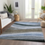 8' X 10' Brown Blue And Gray Abstract Washable Indoor Outdoor Area Rug