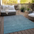 8' X 10' Teal Blue Gray And Charcoal Ombre Washable Indoor Outdoor Area Rug