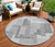 8' Silver And Charcoal Round Abstract Washable Indoor Outdoor Area Rug