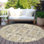 8' Beige And Gray Round Floral Medallion Washable Indoor Outdoor Area Rug
