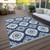 9' X 12' Navy Blue And Ivory Medallion Washable Indoor Outdoor Area Rug - Navy Blue, Ivory