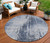 8' Navy Blue And Sky Blue Round Abstract Washable Indoor Outdoor Area Rug Transitional Style - Navy Blue, Sky Blue Color