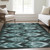10' X 14' Teal Blue Aqua And Charcoal Southwestern Washable Indoor Outdoor Area Rug