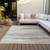 8' X 10' Ivory Brown And Gray Striped Washable Indoor Outdoor Area Rug