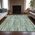 10' X 14' Artichoke Green And Teal Blue Striped Washable Indoor Outdoor Area Rug