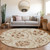 8' Terra Cotta Copper And Beige Round Floral Washable Indoor Outdoor Area Rug