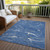 9' X 12' Blue Ivory And Gold Abstract Washable Indoor Outdoor Area Rug