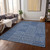 10' X 14' Navy Blue And Ivory Geometric Washable Indoor Outdoor Area Rug Transitional Style - Navy Blue, Ivory Color