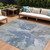 8' X 10' Denim Blue And Linen Abstract Washable Indoor Outdoor Area Rug
