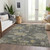 8' X 10' Gray And Charcoal Floral Washable Indoor Outdoor Area Rug