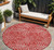 8' Red And Ivory Round Abstract Washable Indoor Outdoor Area Rug - Red, Ivory