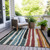 10' X 14' Black Denim Blue And Merlot Striped Washable Indoor Outdoor Area Rug