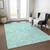 10' X 14' Aqua And Ivory Floral Washable Indoor Outdoor Area Rug