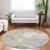 8' Beige And Ivory Round Floral Washable Indoor Outdoor Area Rug - Beige, Ivory