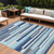 9' X 12' Blue Gray And Ivory Striped Washable Indoor Outdoor Area Rug Modern Style - Blue, Gray, Ivory Color