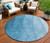 8' Teal Blue Aqua And Turquoise Round Ombre Washable Indoor Outdoor Area Rug