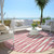 8' Blush And Ivory Round Geometric Washable Indoor Outdoor Area Rug Transitional Style - Blush, Ivory Color