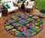 8' Black Yellow And Green Round Geometric Washable Indoor Outdoor Area Rug