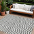 10' X 14' Gray And Ivory Chevron Washable Indoor Outdoor Area Rug