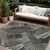 8' X 10' Black Gray And Ivory Floral Washable Indoor Outdoor Area Rug