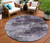 8' Purple And Ivory Round Abstract Washable Indoor Outdoor Area Rug - Purple, Ivory