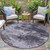 8' Purple And Ivory Round Abstract Washable Indoor Outdoor Area Rug - Purple, Ivory