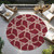 8' Burgundy And Gold Round Geometric Washable Indoor Outdoor Area Rug