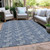10' X 14' Navy Blue And Ivory Geometric Washable Indoor Outdoor Area Rug Transitional Style - Navy Blue, Ivory Color