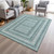 8' X 10' Teal Blue And Ivory Geometric Washable Indoor Outdoor Area Rug - 880016414998