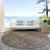 8' Artichoke Green And Hot Pink Round Floral Washable Indoor Outdoor Area Rug
