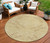 8' Gold Beige And Taupe Round Floral Washable Indoor Outdoor Area Rug - Gold, Beige, Taupe