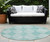 8' Round Teal Round Geometric Washable Non Skid Indoor Outdoor Area Rug