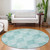 8' Round Teal Round Geometric Washable Non Skid Indoor Outdoor Area Rug