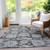 8' X 10' Gray Charcoal And Silver Floral Washable Indoor Outdoor Area Rug