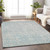 10' X 14' Aqua Damask Washable Indoor Outdoor Area Rug