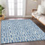 9' X 12' Denim Blue And Ivory Geometric Washable Indoor Outdoor Area Rug - Denim Blue, Ivory